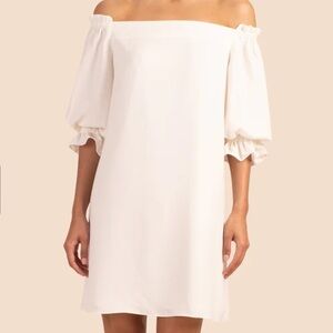 Trina Turk "Equinox" dress with ruffled trim. Size M. WHITE.